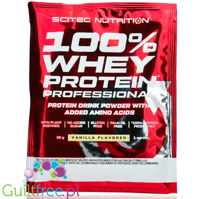 Scitec 100% Whey Professional Vanilla - odżywka białkowa WPC z aminokwasami, bromelainą i papainą, Wanilia