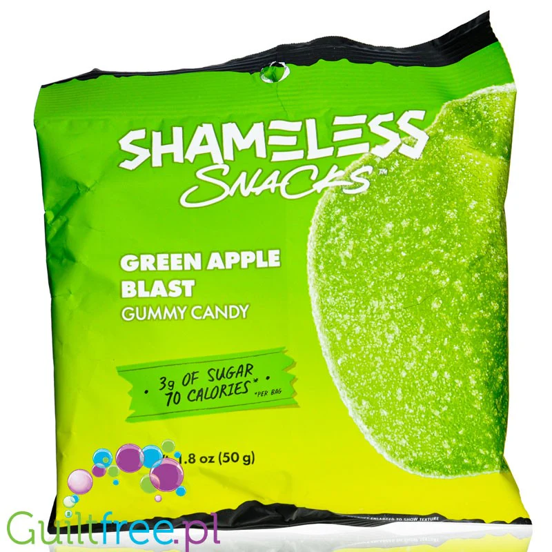 Shameless Snacks Gummy Candy Green Apple Blast 70kcal - kwaśne żelki bez cukru