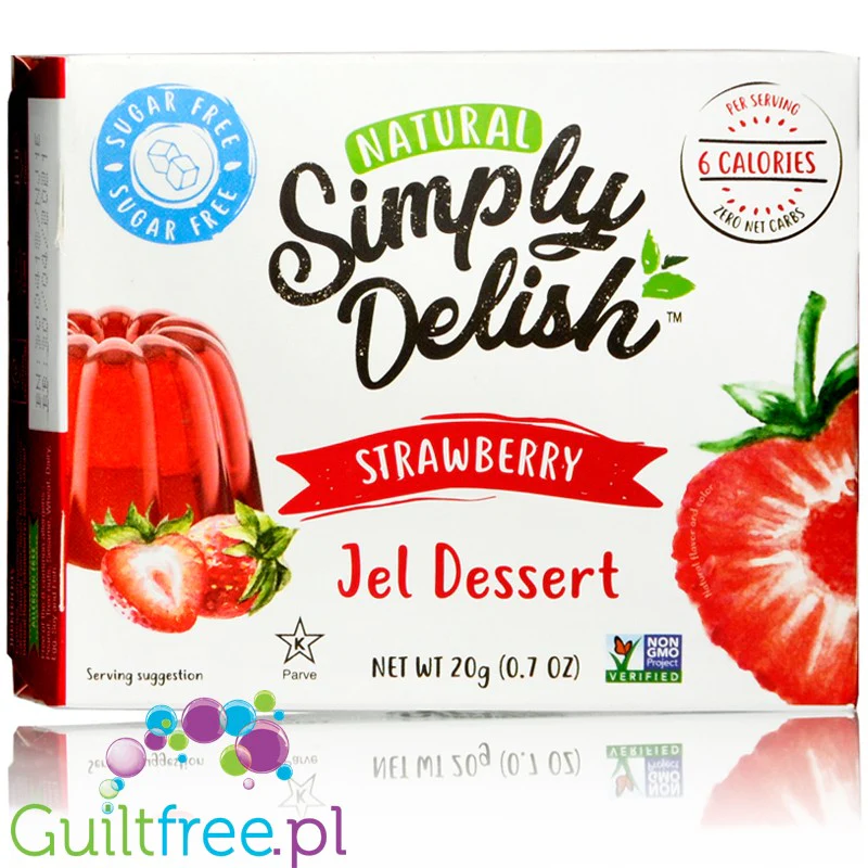 Simply Delish Natural Strawberry Jelly - wegańska niskokaloryczna naturalna galaretka bez cukru ze stewią, Truskawka - Image 3