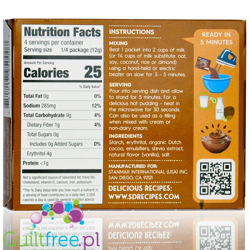 Simply Delish KETO Pudding Chocolate - wegański budyń bez cukru ze stewią i erytrolem, smak czekoladowy - Image 3