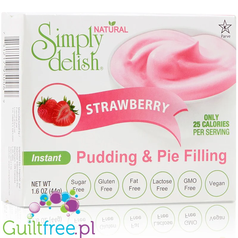 Simply Delish KETO Pudding Strawberry - wegański budyń bez cukru ze stewią i erytrolem, smak truskawkowy - Image 2