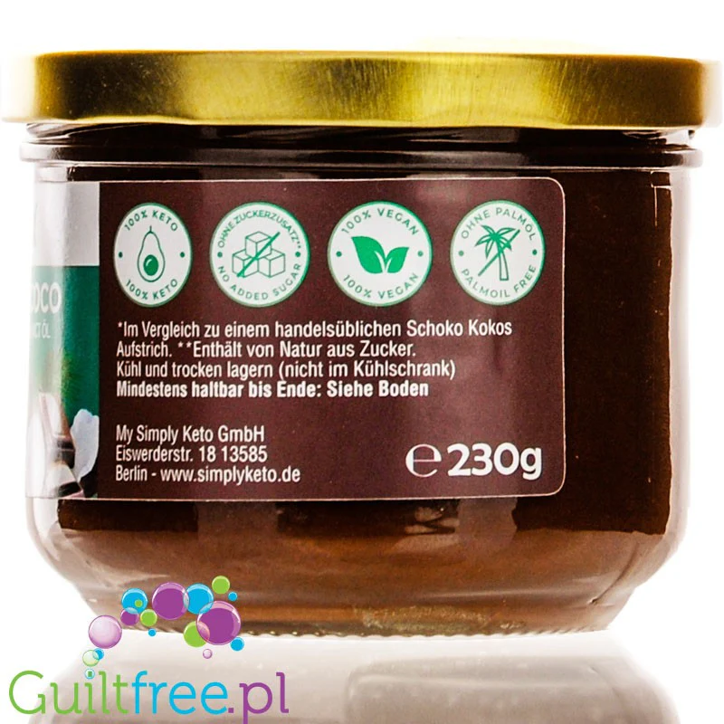 Simply Keto Chocolate Spread Choco-Coco - krem czekoladowo-kokosowy z MCT, ze stewią i erytrolem - Image 2