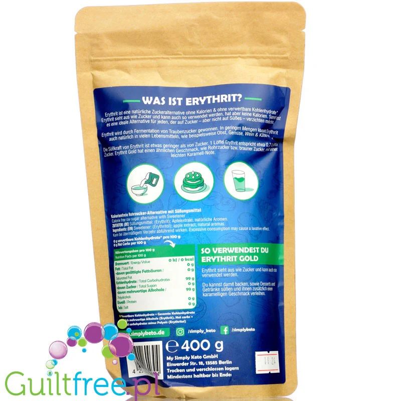 Simply Keto Erythritol Gold - keto erytrol naturalny słodzik bez kalorii a la brązowy cukier trzcinowy - Image 2