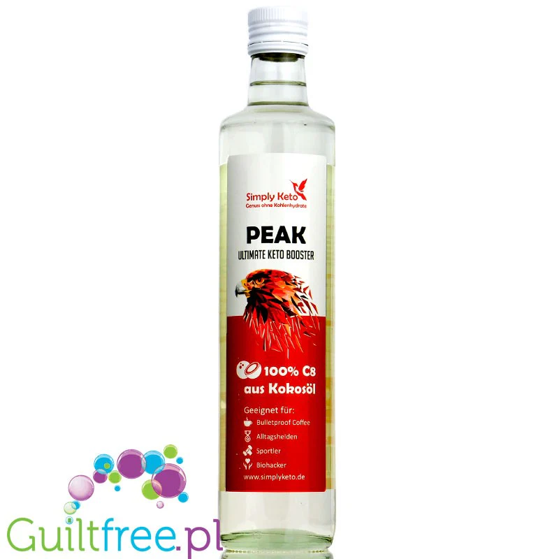 Simply Keto Peak C8 MCT Oil 500ml - płynny olej MCT 100% C8 z kokosów, bez oleju palmowego
