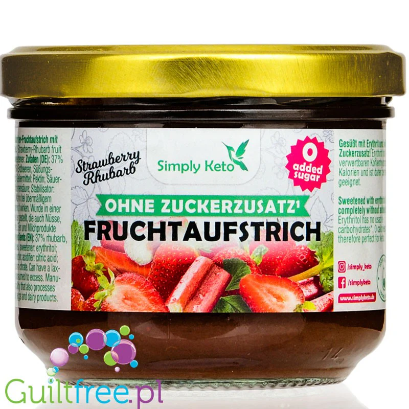 Simply Keto Rhubarb & Strawberry 28kcal - keto dżem bez cukru z erytrolem Truskawki & Rabarbar
