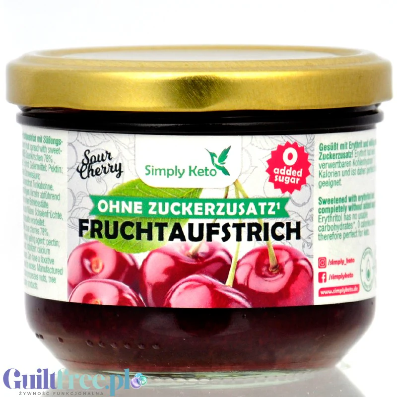 Simply Keto Sour Cherry 40kcal - keto dżem bez cukru z erytrolem Wiśnia
