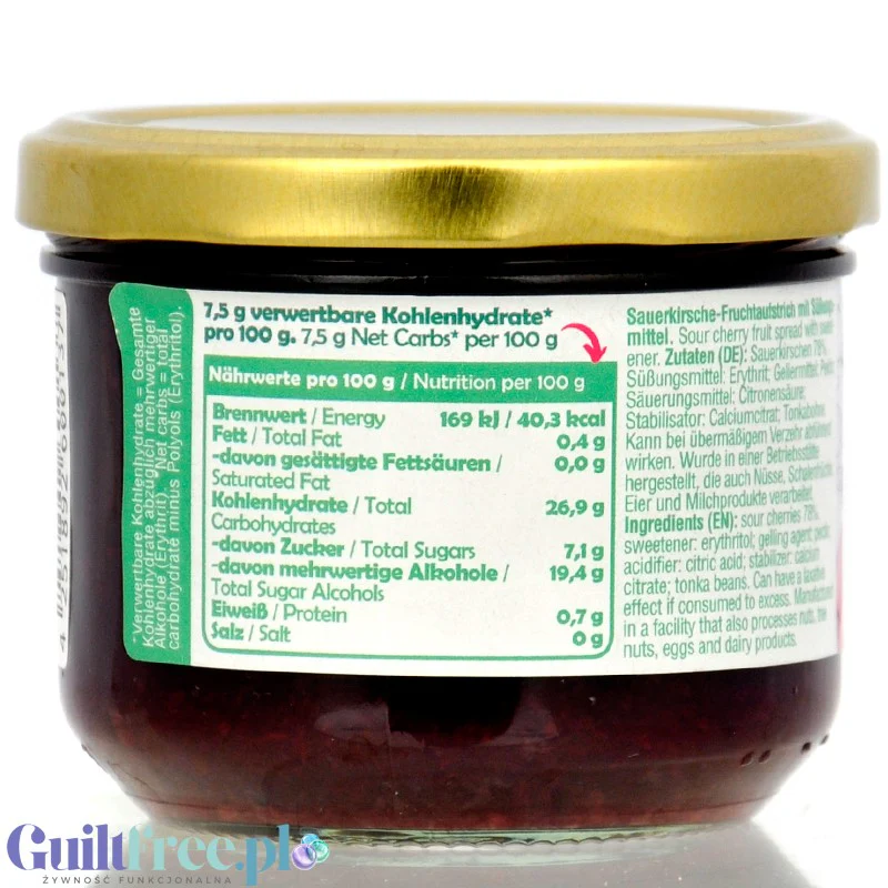 Simply Keto Sour Cherry 40kcal - keto dżem bez cukru z erytrolem Wiśnia - Image 2