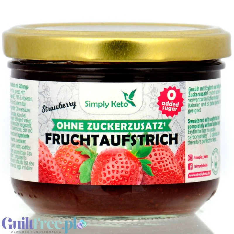 Simply Keto Strawberry 28kcal - keto dżem bez cukru z erytrolem Truskawka