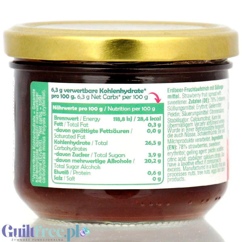 Simply Keto Strawberry 28kcal - keto dżem bez cukru z erytrolem Truskawka - Image 3