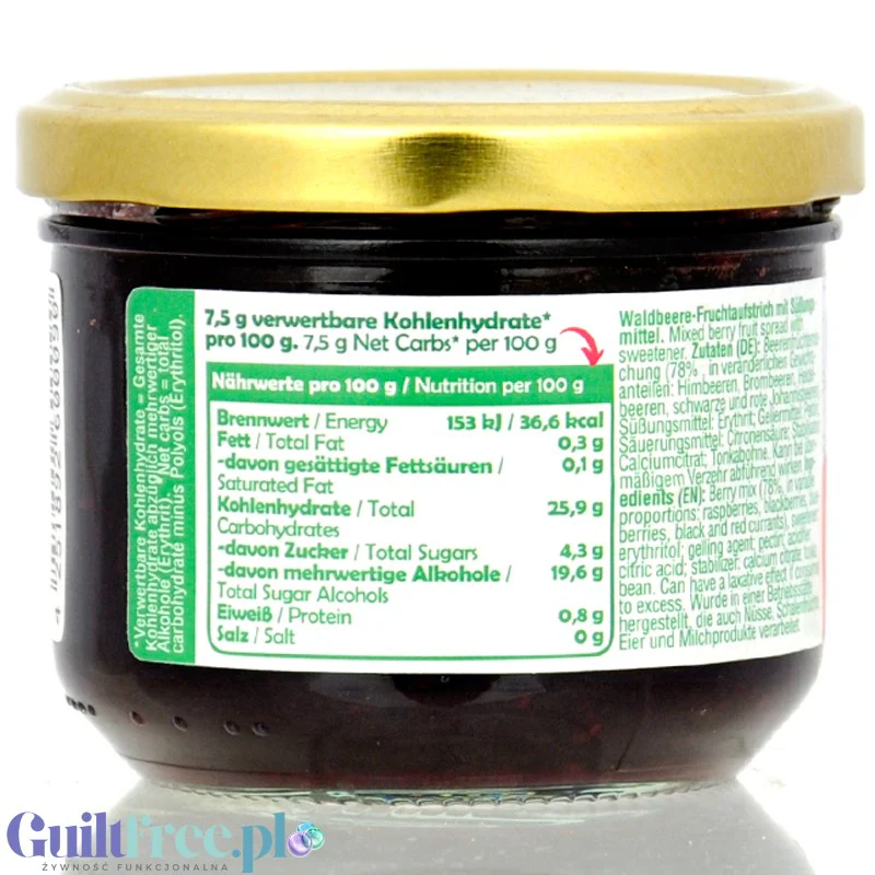 Simply Keto Wildberry 36kcal - keto dżem bez cukru z erytrolem Owoce leśne - Image 2
