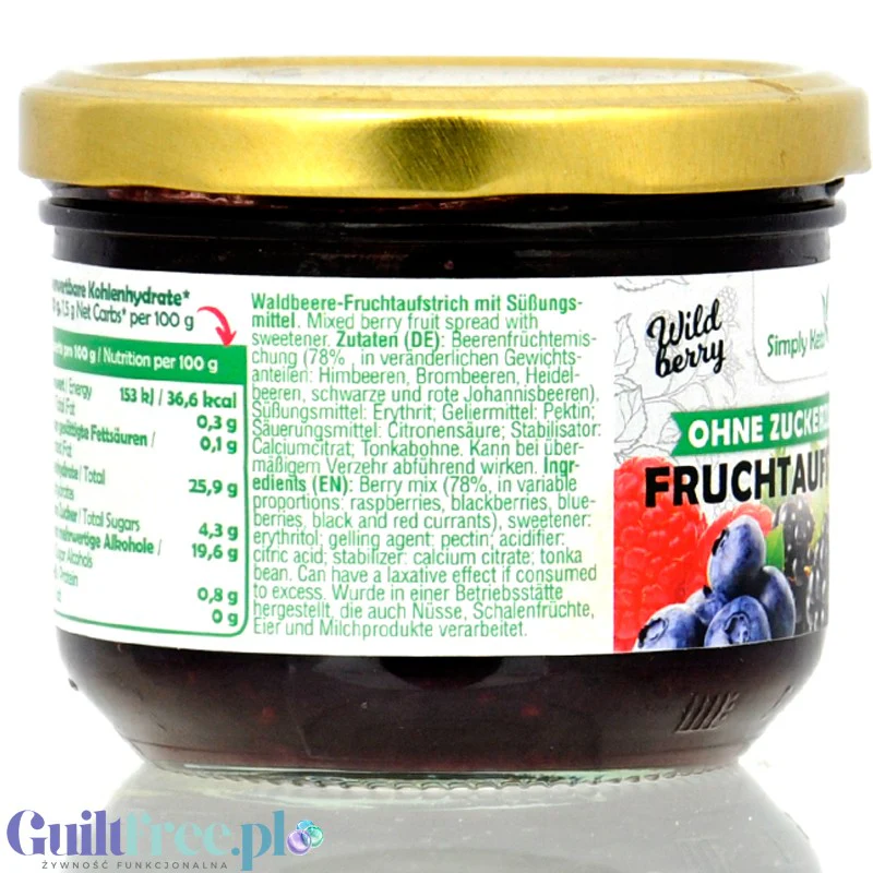 Simply Keto Wildberry 36kcal - keto dżem bez cukru z erytrolem Owoce leśne - Image 3