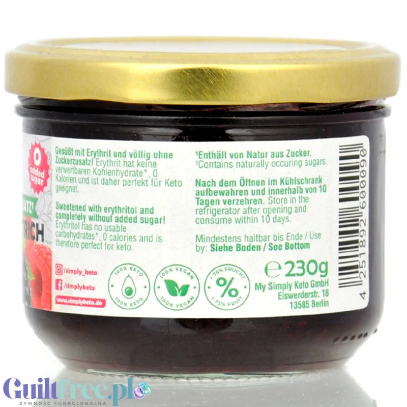 Simply Keto Wildberry 36kcal - keto dżem bez cukru z erytrolem Owoce leśne - Image 4