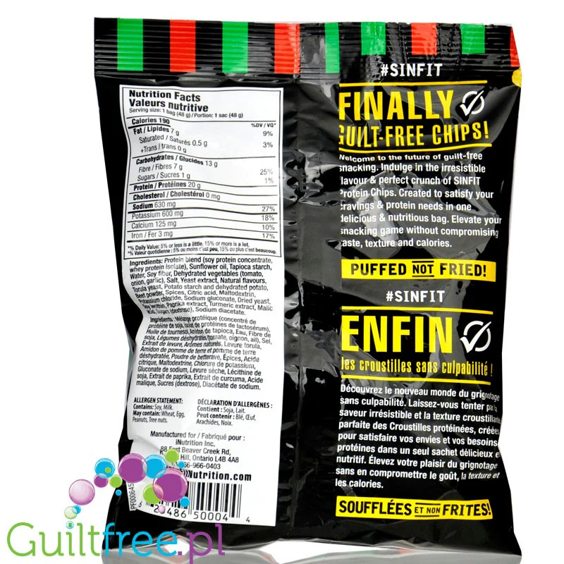 Sinfit Protein Chips Pizza - bezglutenowe chipsy pizzowe 20g białka - Image 2