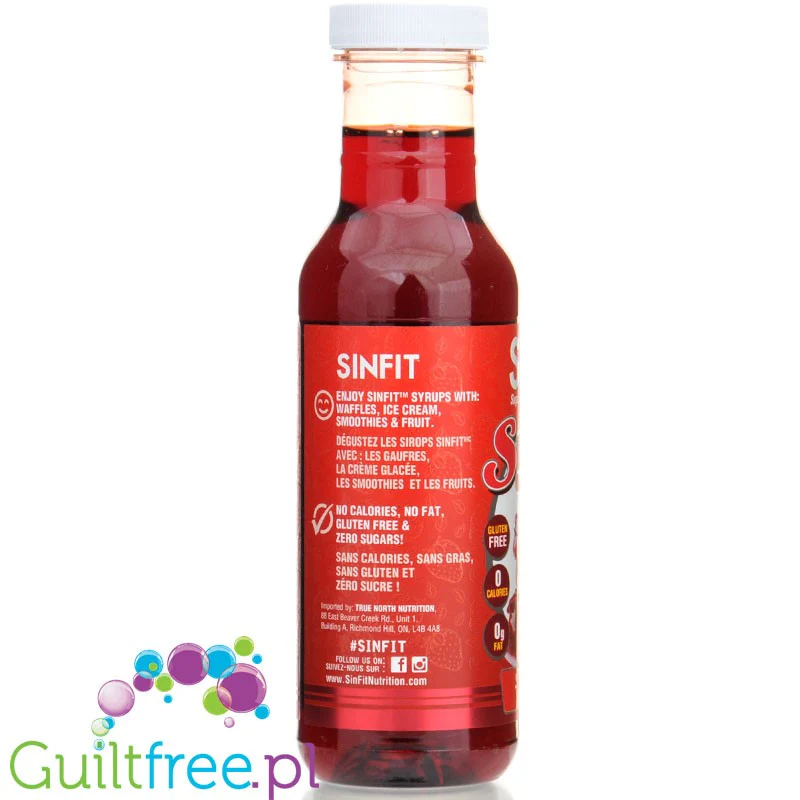 Sinfit Syrup Strawberry Zero - syrop o smaku truskawkowym bez cukru, tłuszczu i kalorii - Image 3