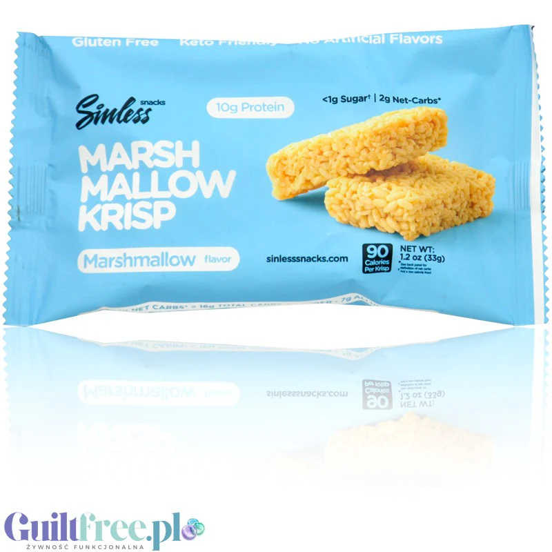 Sinless Low Carb Marshmallow Krisp Bar 90kcal - niskowęglowodanowy chrupiący baton piankowy bez cukru i maltitolu