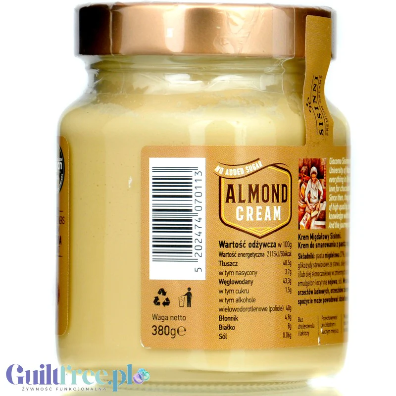 Sisinni Premium Creams Almond Cream Stevia - krem Migdałowy, bez cukru, ze stewią - Image 2