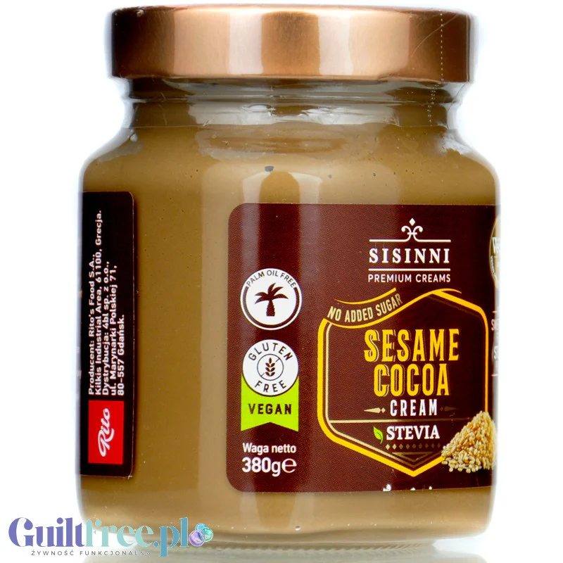 Sisinni Premium Creams Sesame Cocoa Cream Stevia - krem sezamowo-kakaowy, bez cukru, ze stewią - Image 3