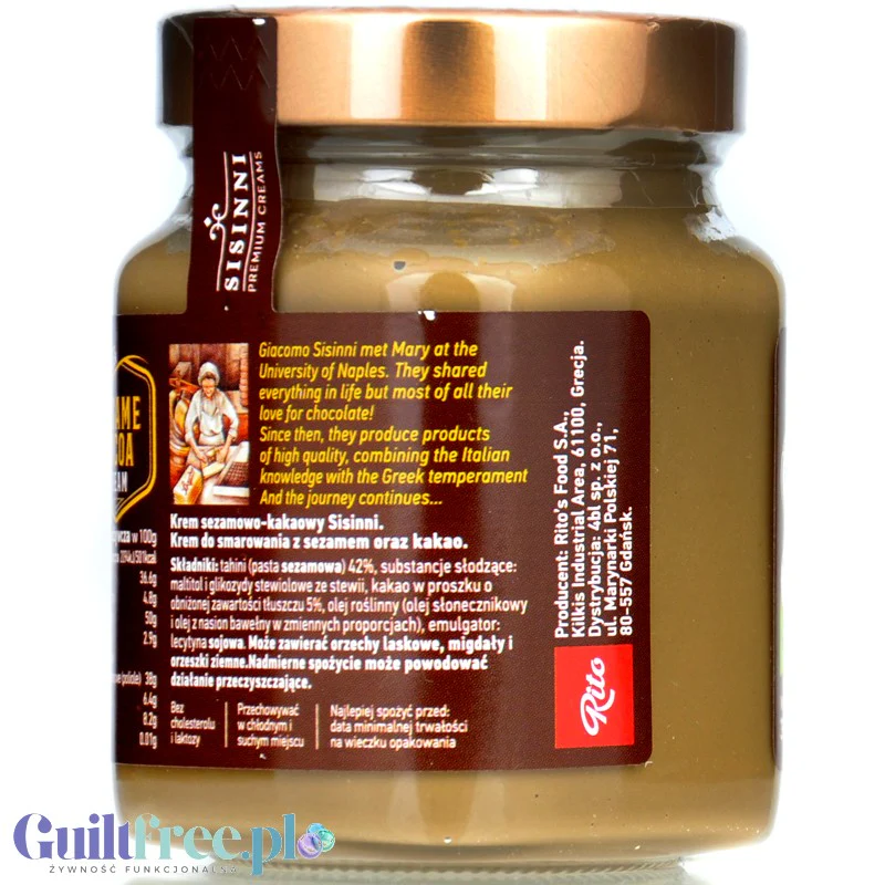 Sisinni Premium Creams Sesame Cocoa Cream Stevia - krem sezamowo-kakaowy, bez cukru, ze stewią - Image 4