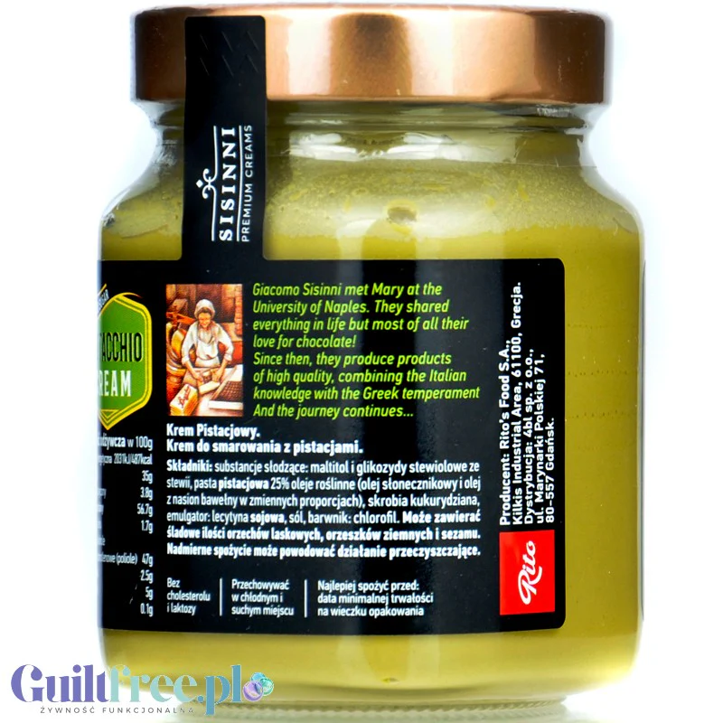 Sisinni Premium Pistacchio Cream Stevia - krem pistacjowy, bez cukru, ze stewią - Image 2