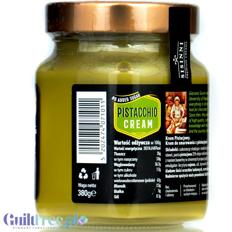 Sisinni Premium Pistacchio Cream Stevia - krem pistacjowy, bez cukru, ze stewią - Image 3
