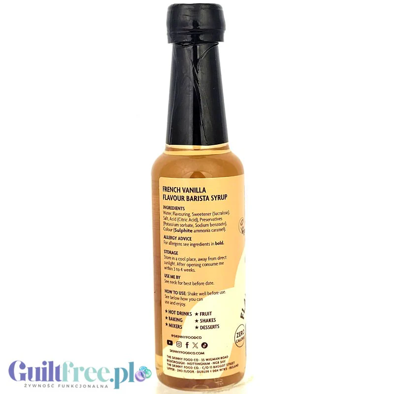 Skinny Food Barista Coffee Syrup French Vanilla 250ml - syrop zero kalorii do kawy, bez cukru - Image 3