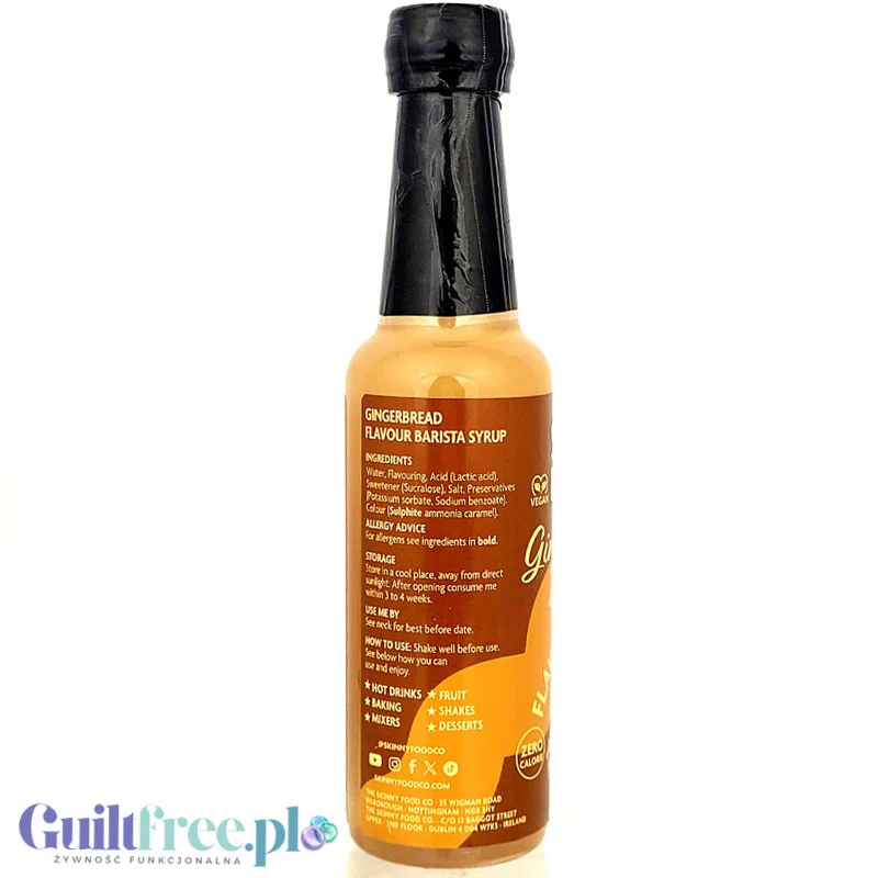 Skinny Food Barista Coffee Syrup Gingerbred Biscuit 250ml - piernikowy syrop zero kalorii do kawy, bez cukru - Image 3