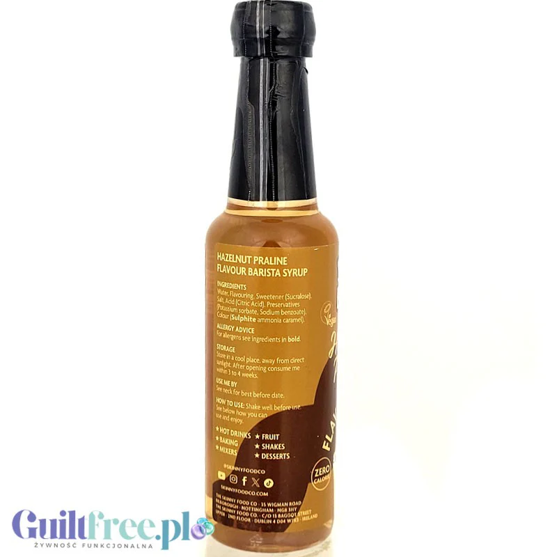 Skinny Food Barista Coffee Syrup Hazelnut Praline 250ml - syrop zero kalorii do kawy, bez cukru - Image 2