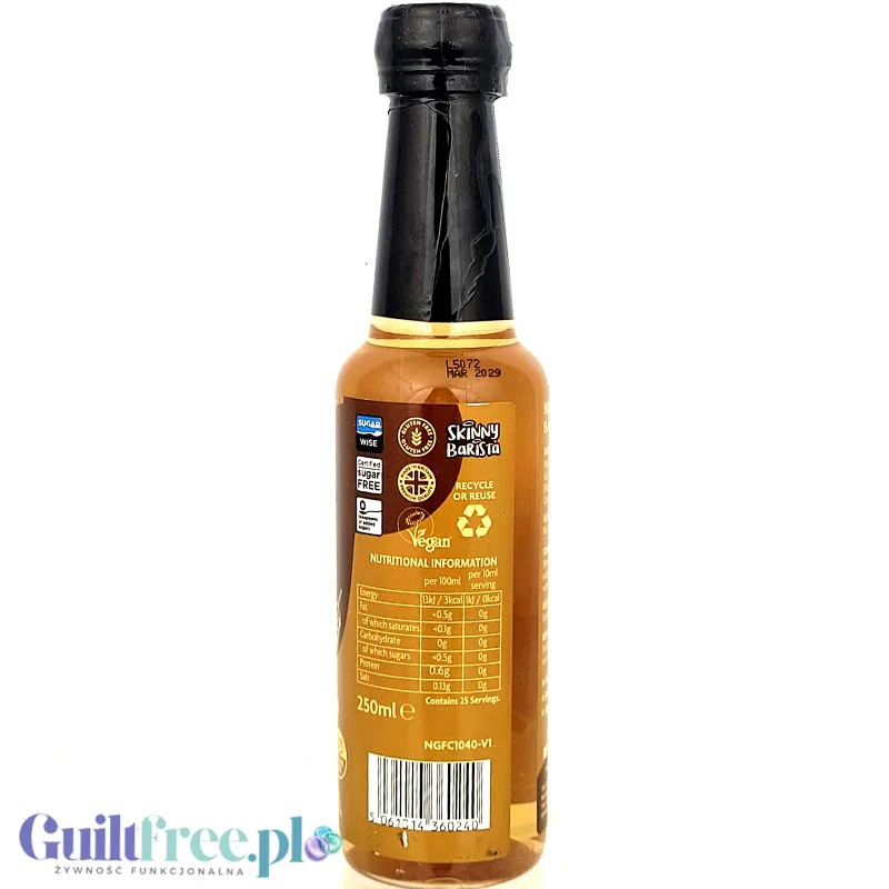 Skinny Food Barista Coffee Syrup Hazelnut Praline 250ml - syrop zero kalorii do kawy, bez cukru - Image 4
