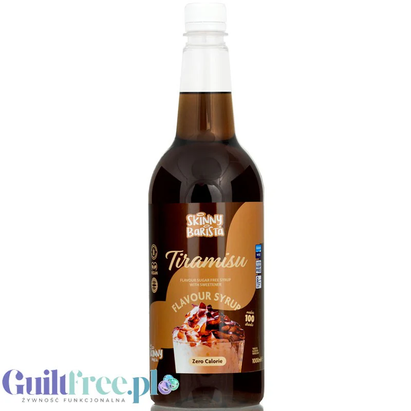 Skinny Food Barista Tiramisu 1L - syrop zero kalorii do kawy, bez cukru o smaku tiramisu