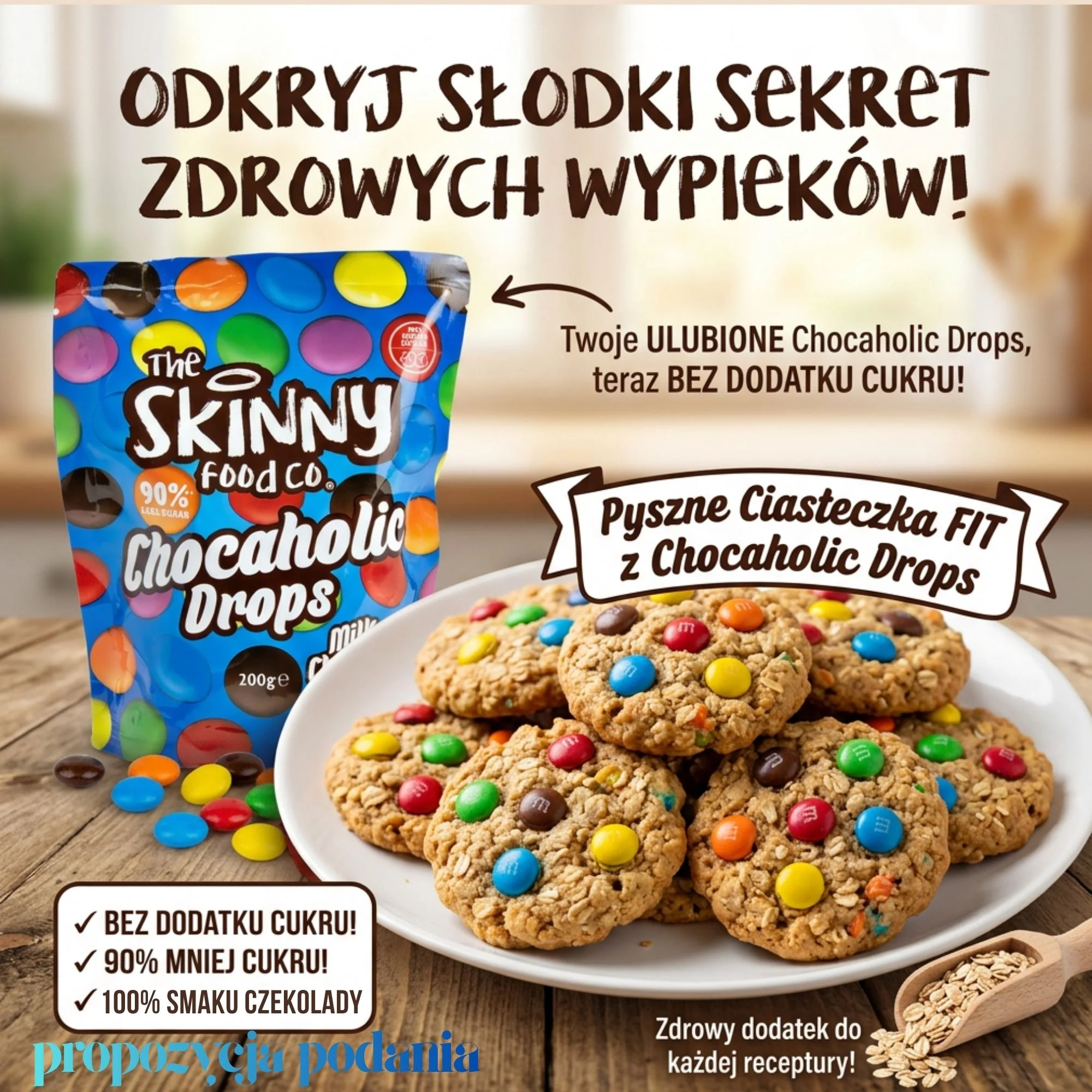 Skinny Food Chocaholic Drops 200g - lukrowane drażetki czekoladowe bez dodatku cukru - Image 3