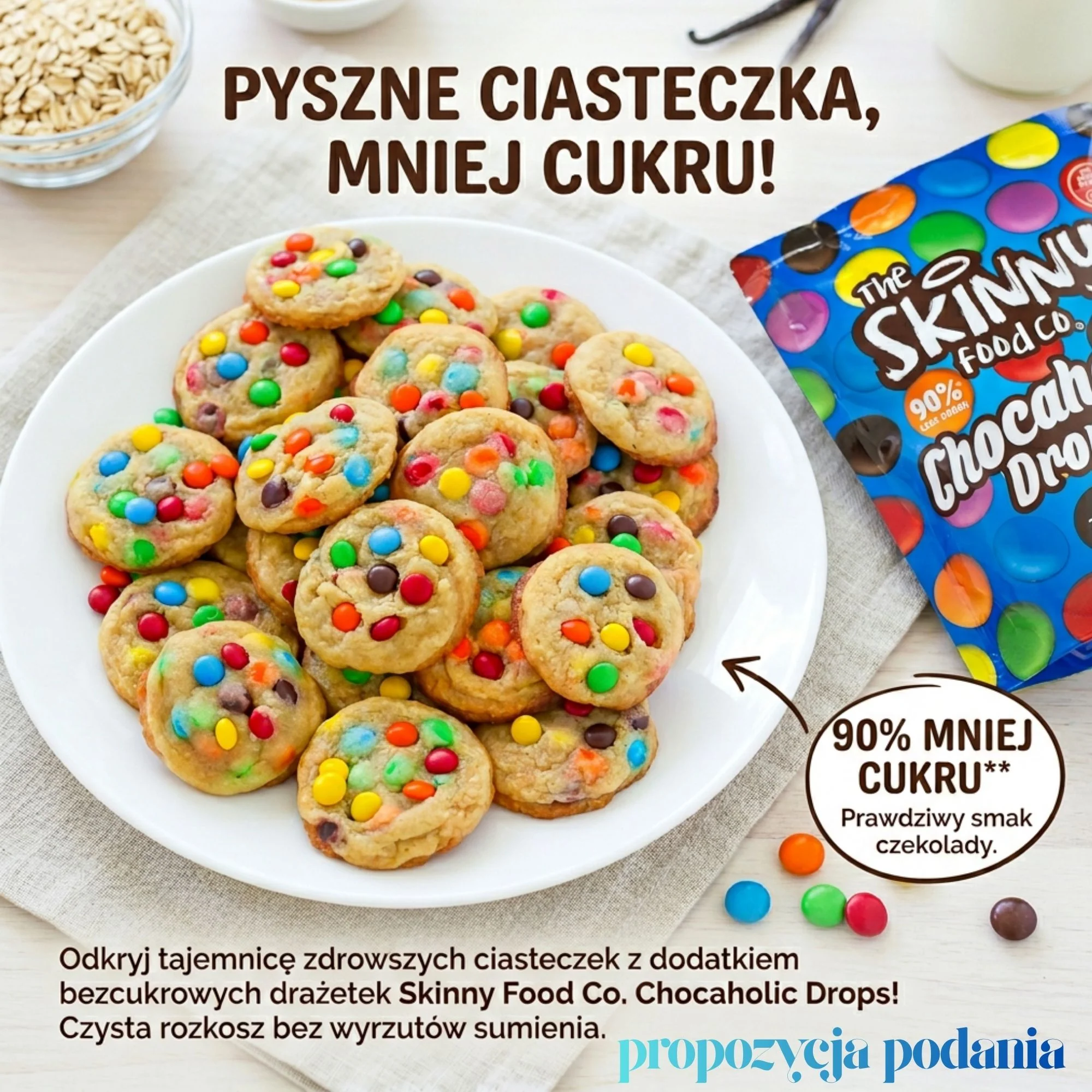 Skinny Food Chocaholic Drops 200g - lukrowane drażetki czekoladowe bez dodatku cukru - Image 4