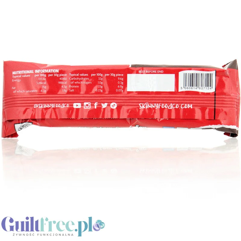 Skinny Food Duo Bar Dark Chocolate & Raspberry - wegański bezglutenowy baton białkowy 2 x 98kcal - Image 2