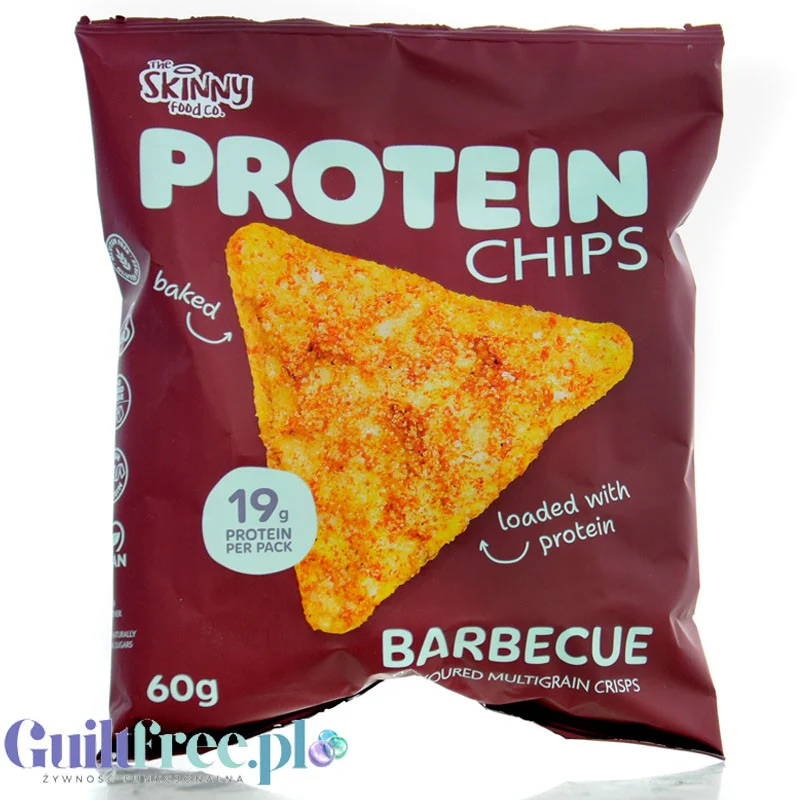 Skinny Food Protein Chips Barbecue - wegańskie, bezglutenowe chipsy proteinowe BBQ 19g białka