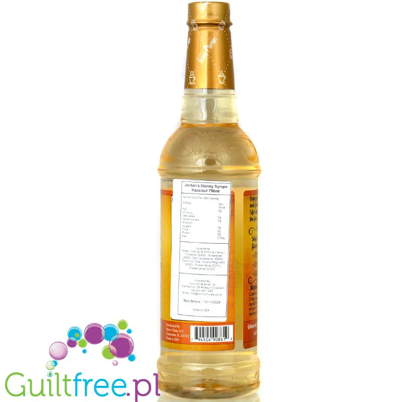 Jordan's Skinny Syrups Hazelnut Noisettes - syrop 0kcal bez cukru, smak Orzechy Laskowe - Image 3