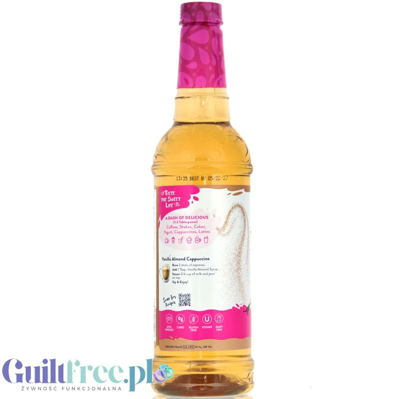 Jordan's Skinny Syrups Vanilla & Almond - syrop do kawy bez cukru i kalorii, smak waniliowo-migdałowy - Image 4