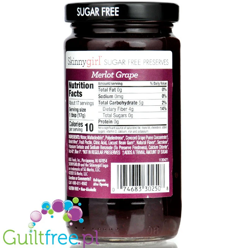 SkinnyGirl Merlot Grape Jam - dietetyczny dżem winogronowy bez cukru z czerwonym winem 58kcal - Image 2