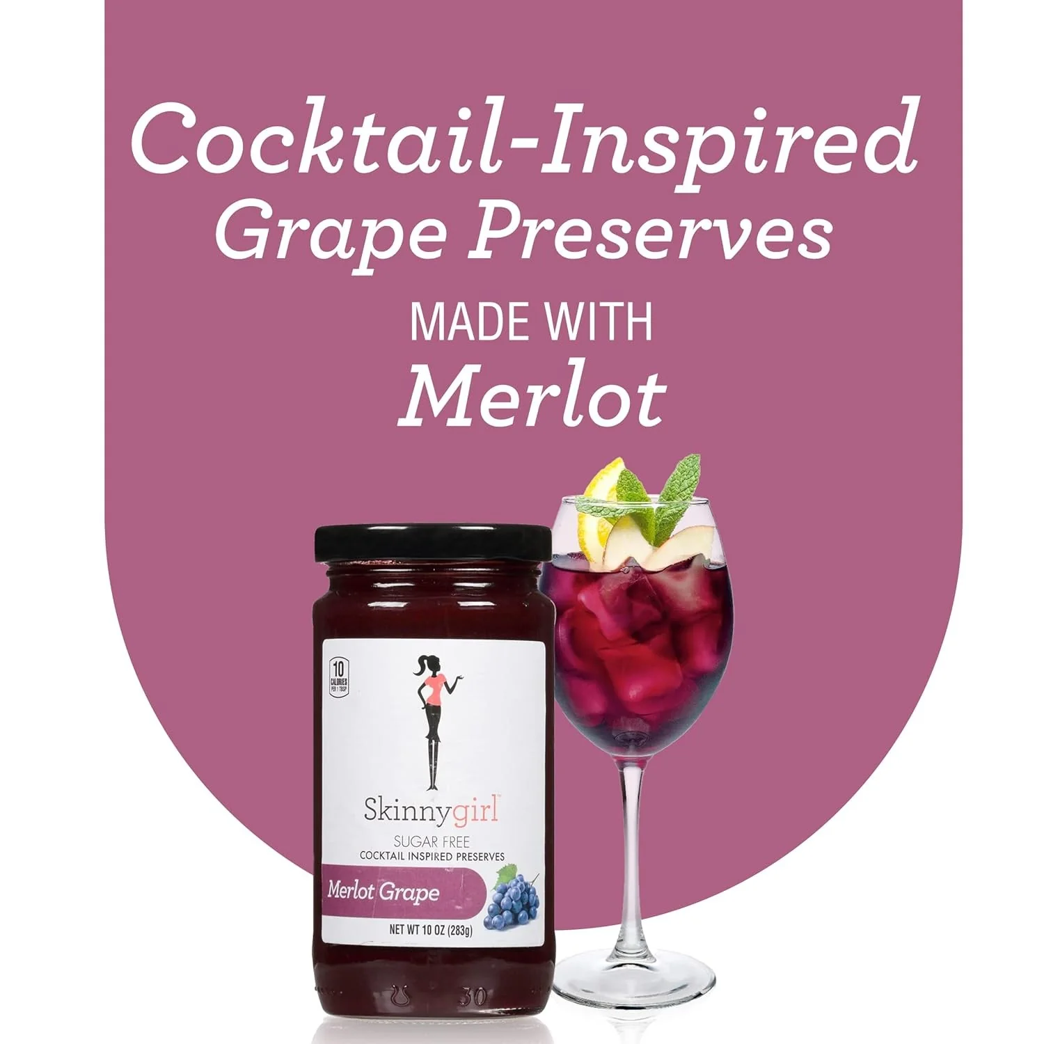 SkinnyGirl Merlot Grape Jam - dietetyczny dżem winogronowy bez cukru z czerwonym winem 58kcal - Image 3