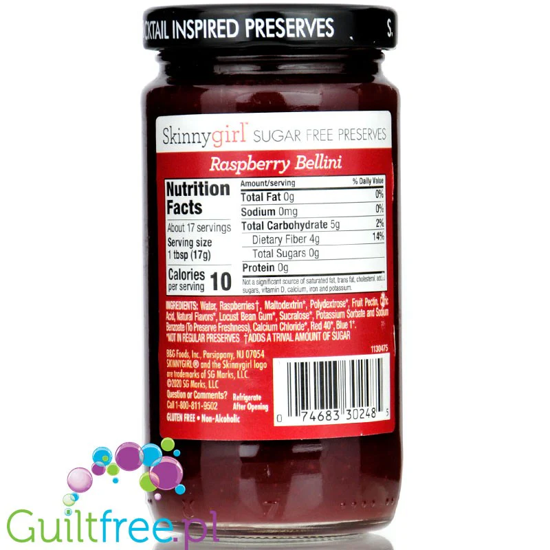 SkinnyGirl Raspberry Bellini Jam - dietetyczny malinowy dżem bez cukru z nutą szampana 58kcal - Image 2