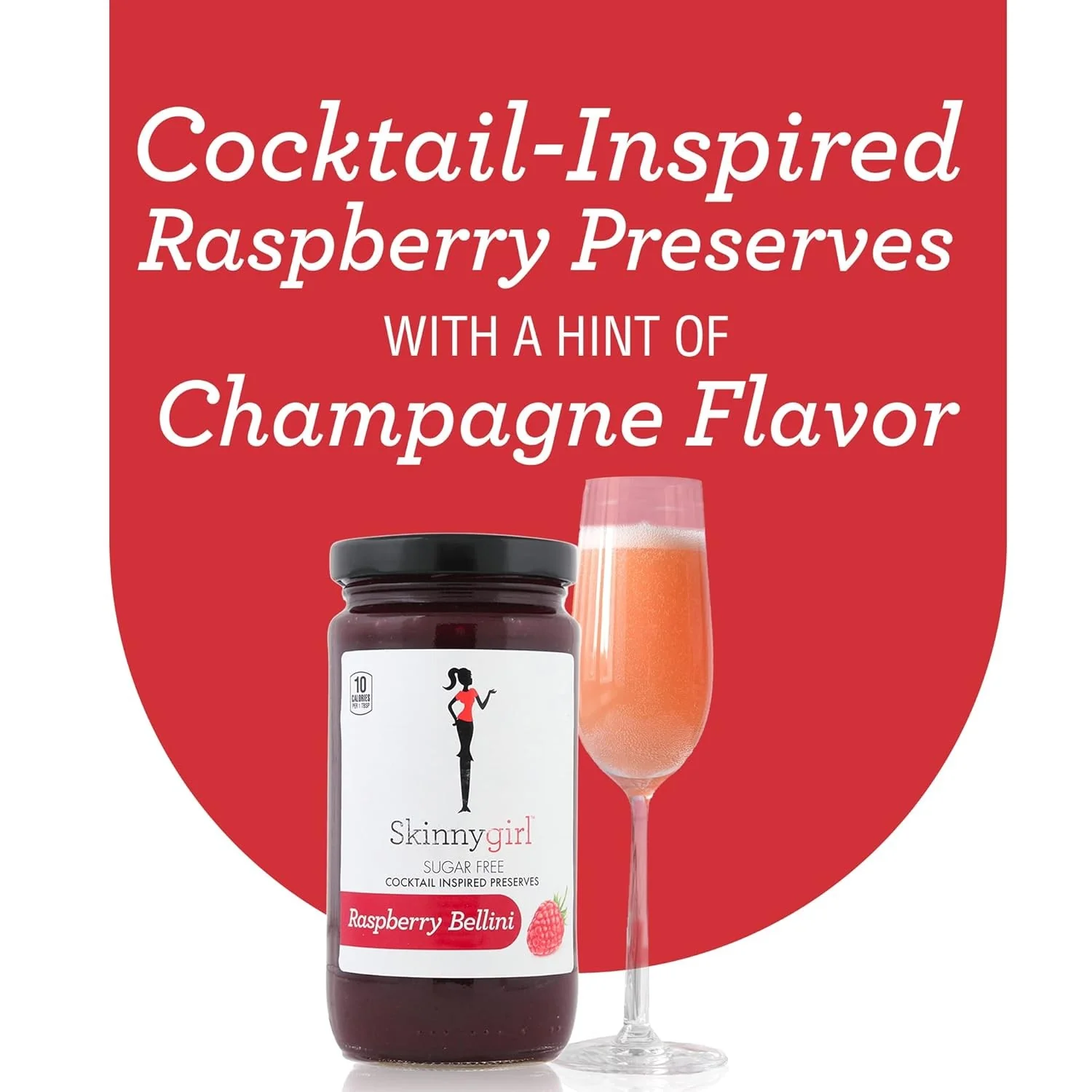 SkinnyGirl Raspberry Bellini Jam - dietetyczny malinowy dżem bez cukru z nutą szampana 58kcal - Image 3