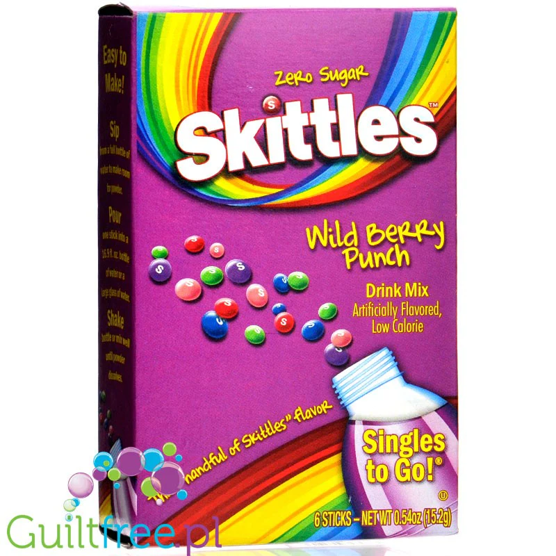 Skittles Singles To Go Wild Berry Punch - saszetki smakowe do wody bez cukru i kcal, Owoce Leśne