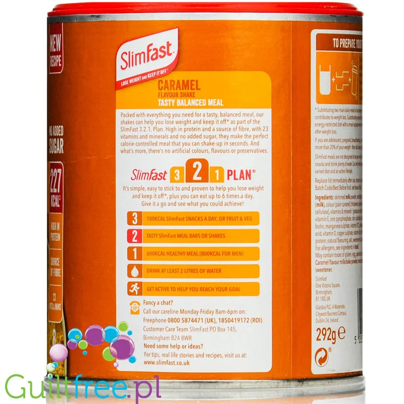 Slimfast Balance Meal Shake Caramel 290g - koktajl z witaminami i minerałami, etap 2 - Image 2