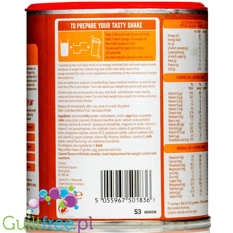 Slimfast Balance Meal Shake Caramel 290g - koktajl z witaminami i minerałami, etap 2 - Image 3