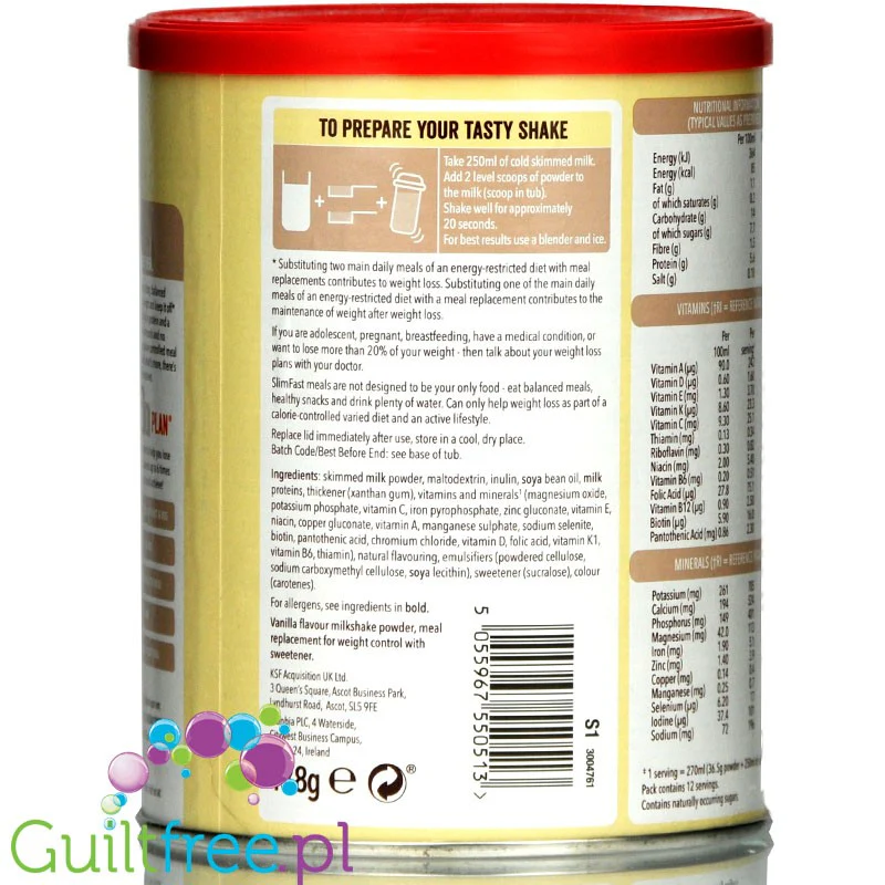 Slimfast Balance Meal Shake Vanilla 438g - koktajl z witaminami i minerałami, etap 2 - Image 3