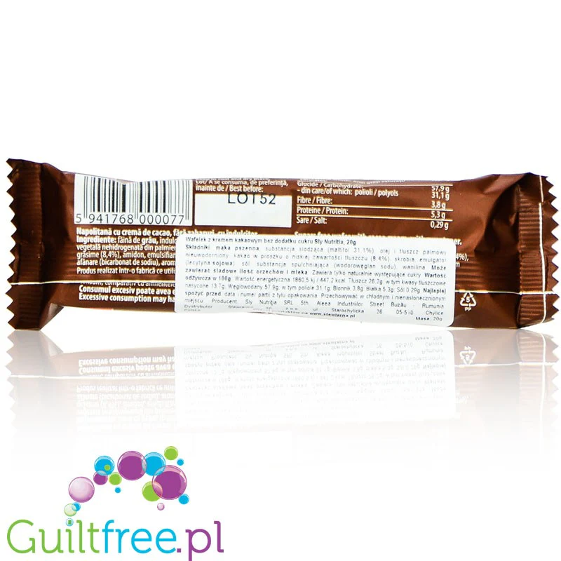 Sly Nutritia Cocoa Cream Wafer 89kcal - wafelek z kremem kakaowym bez cukru - Image 2