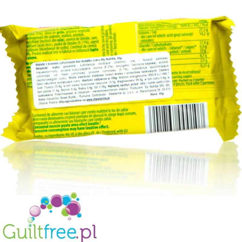 Sly Nutritia Lemon Cream Wafer - wafelki z kremem cytrynowym bez dodatku cukru - Image 2