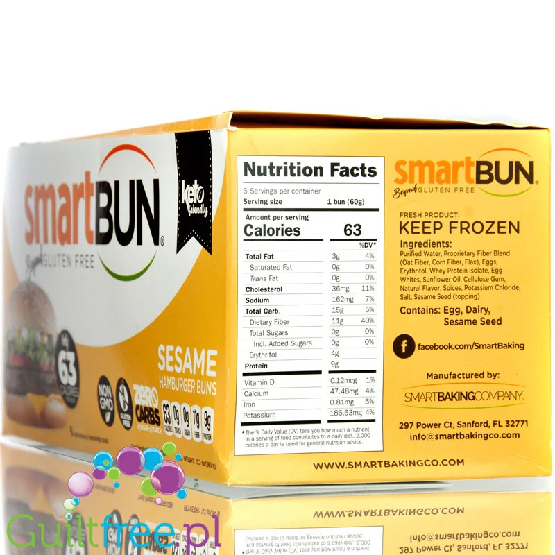Smart Baking, SmartBun Sesame - keto bułka hamburgerowa bez węglowodanów, bez glutenu 63kcal - Image 2
