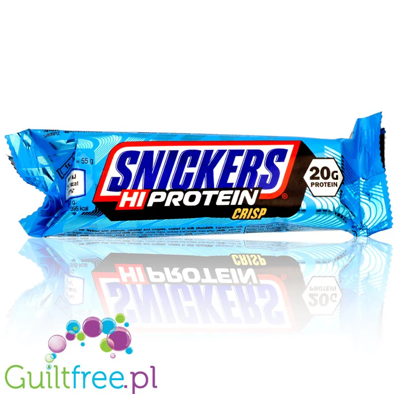 Snickers Hi-Protein Crisp Milk Chocolate - baton białkowy 20g białka, Czekolada Mleczna, Karmel & Chrupki