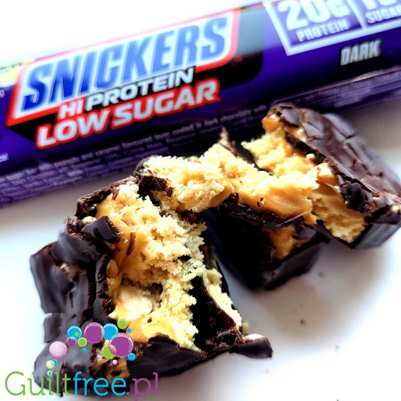 Snickers Hi-Protein Low Sugar, Dark - baton białkowy 20g białka, Ciemna Czekolada, Karmel & Masło Orzechowe - Image 5