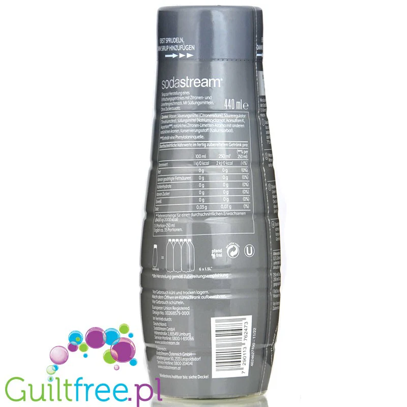 SodaStream No Sugar Lemon-Lime 440ml / 9L - syrop / koncentrat do wody bez cukru i kalorii, Cytryna & Limonka - Image 2