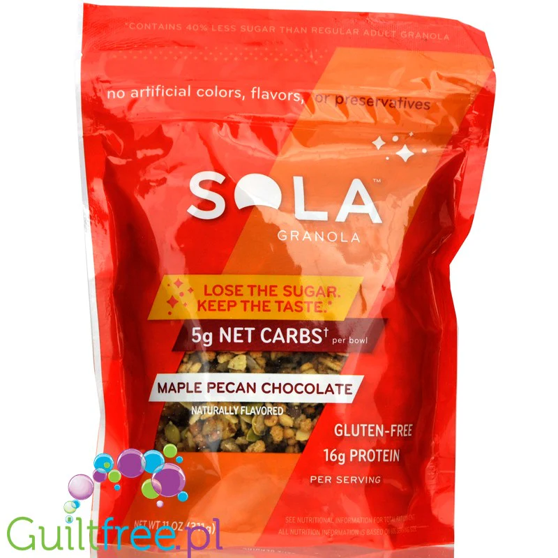 Sola Granola, Maple Pecan Chocolate - płatki śniadaniowe o obniżonej zawartości węglowodanów - Image 2